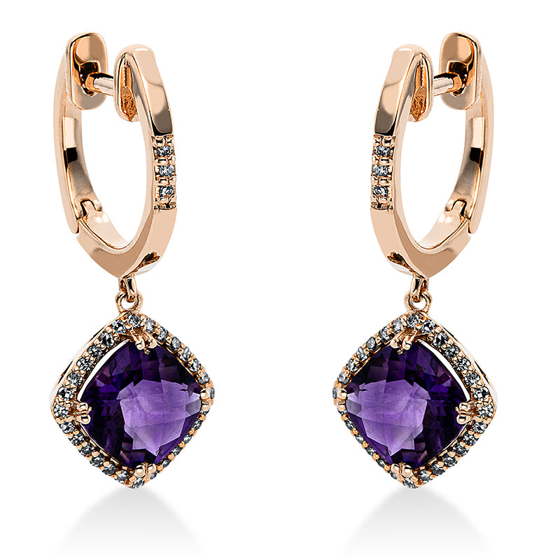 Ohrschmuck mit Amethyst  aus 750/-18 Karat Rotgold mit 62 Diamanten 0