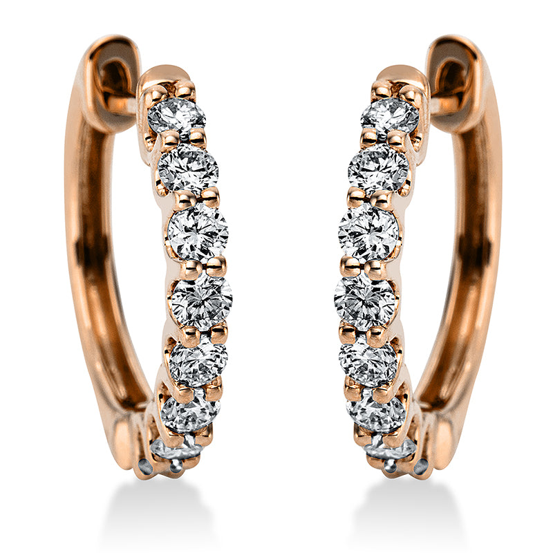 Creolen    aus 750/-18 Karat Rotgold mit 16 Diamanten 0