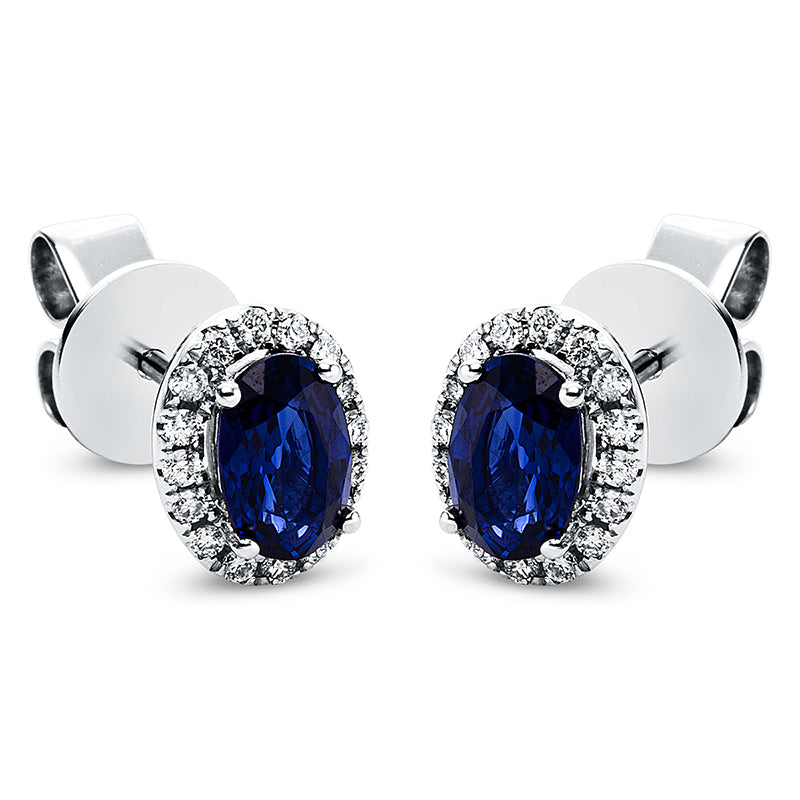 Ohrstecker mit Saphir  aus 750/-18 Karat Weißgold mit 32 Diamanten 0