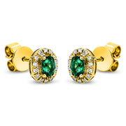 Ohrstecker mit Smaragd  aus 750/-18 Karat Gelbgold mit 28 Diamanten 0