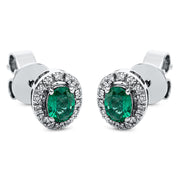 Ohrstecker mit Smaragd  aus 750/-18 Karat Weißgold mit 28 Diamanten 0