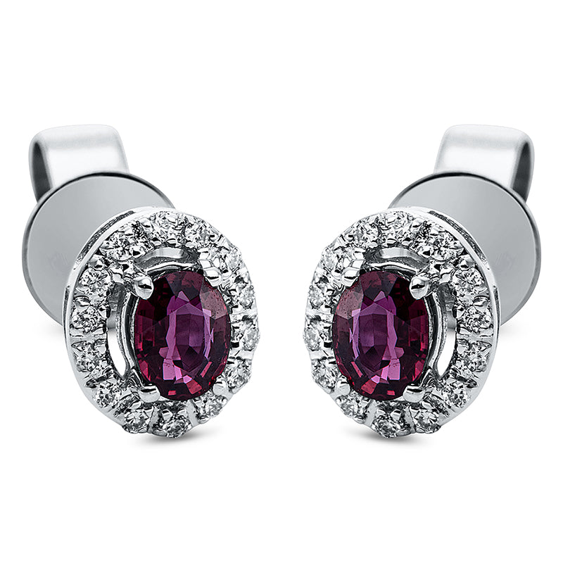 Ohrstecker mit Rubin  aus 750/-18 Karat Weißgold mit 28 Diamanten 0