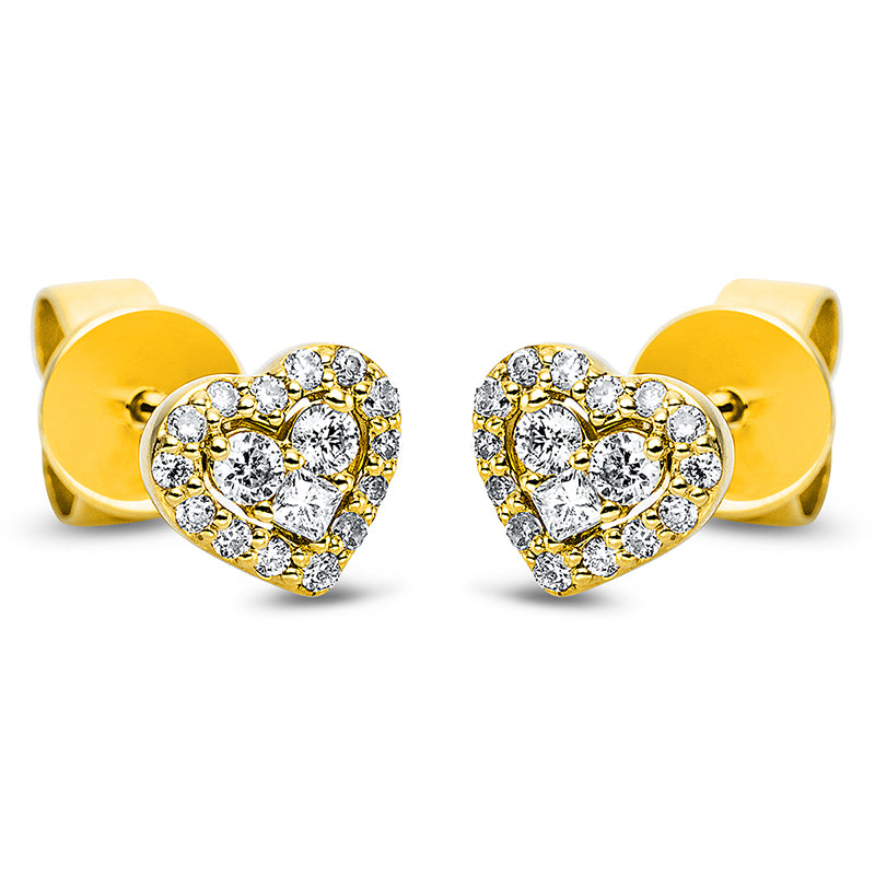 Ohrstecker aus Gold mit Diamanten, Herz-Symbol - 2M085