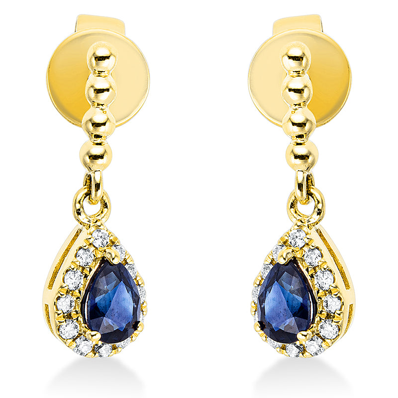 Ohrschmuck mit Saphir  aus 750/-18 Karat Gelbgold mit 24 Diamanten 0