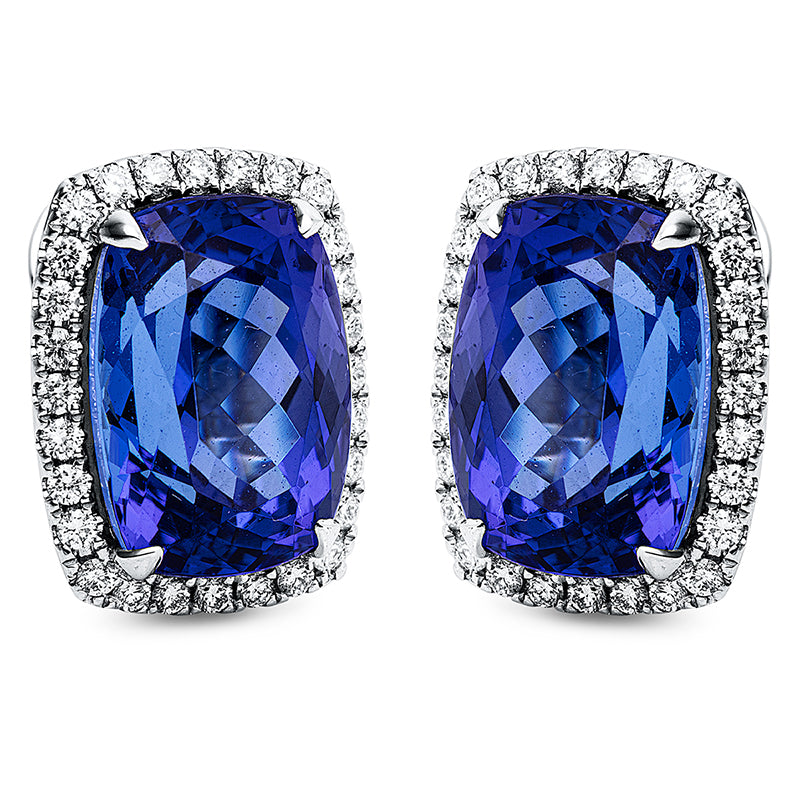 Creolen mit Tansanit  aus 750/-18 Karat Weißgold mit 56 Diamanten 0
