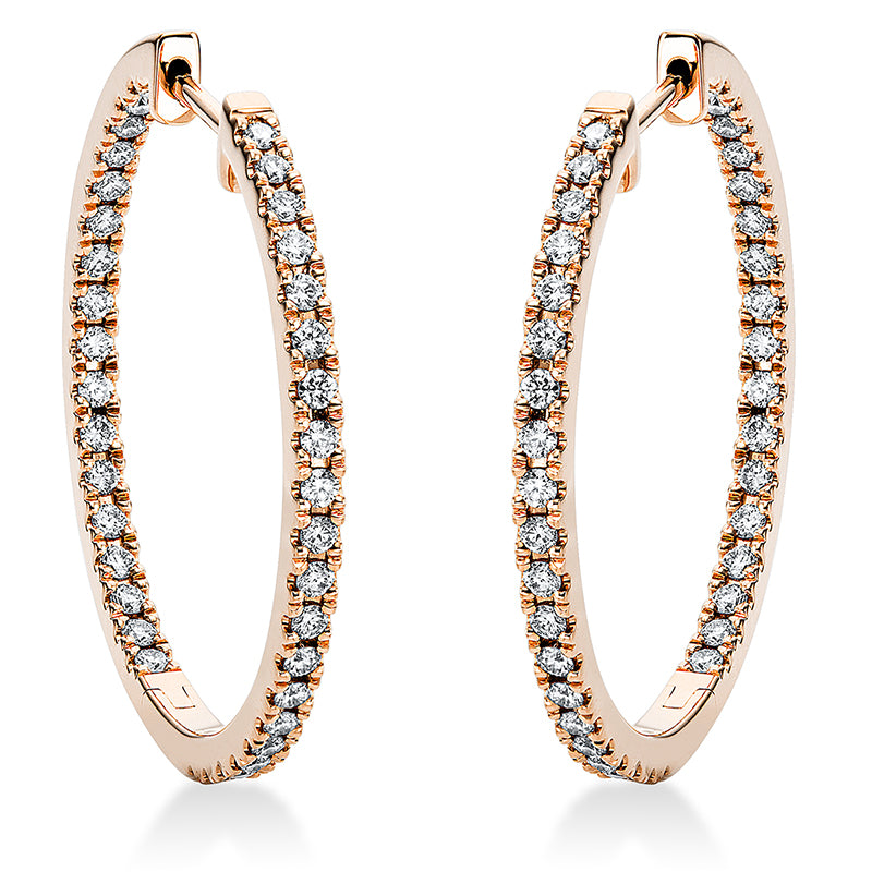 Creolen    aus 750/-18 Karat Rotgold mit 74 Diamanten 0