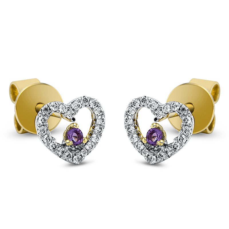 Ohrstecker mit Amethyst  aus 750/-18 Karat Gelbgold mit 40 Diamanten 0