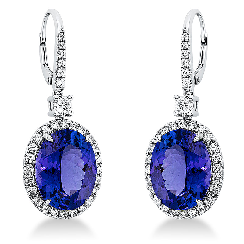 Ohrschmuck mit Tansanit  aus 750/-18 Karat Weißgold mit 62 Diamanten 1
