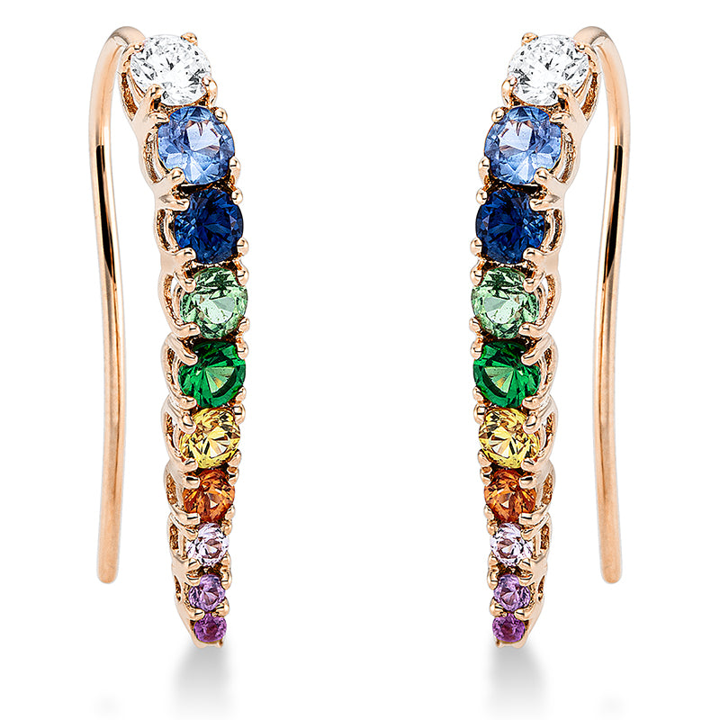 Ohrschmuck mit Saphir  aus 750/-18 Karat Rotgold mit 2 Diamanten 0
