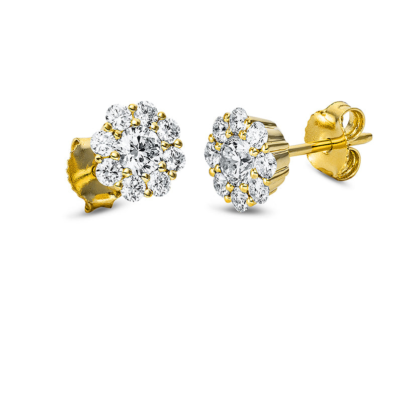 Ohrstecker    aus 750/-18 Karat Gelbgold mit 18 Diamanten 0