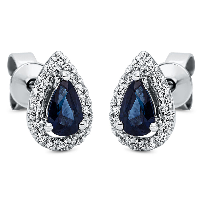 Ohrstecker mit Saphir  aus 750/-18 Karat Weißgold mit 36 Diamanten 0