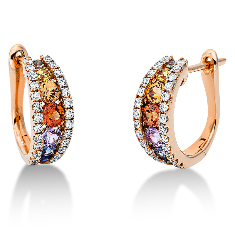 Creolen mit Saphir  aus 750/-18 Karat Rotgold mit 52 Diamanten 0