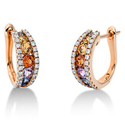 Creolen mit Saphir  aus 750/-18 Karat Rotgold mit 52 Diamanten 0