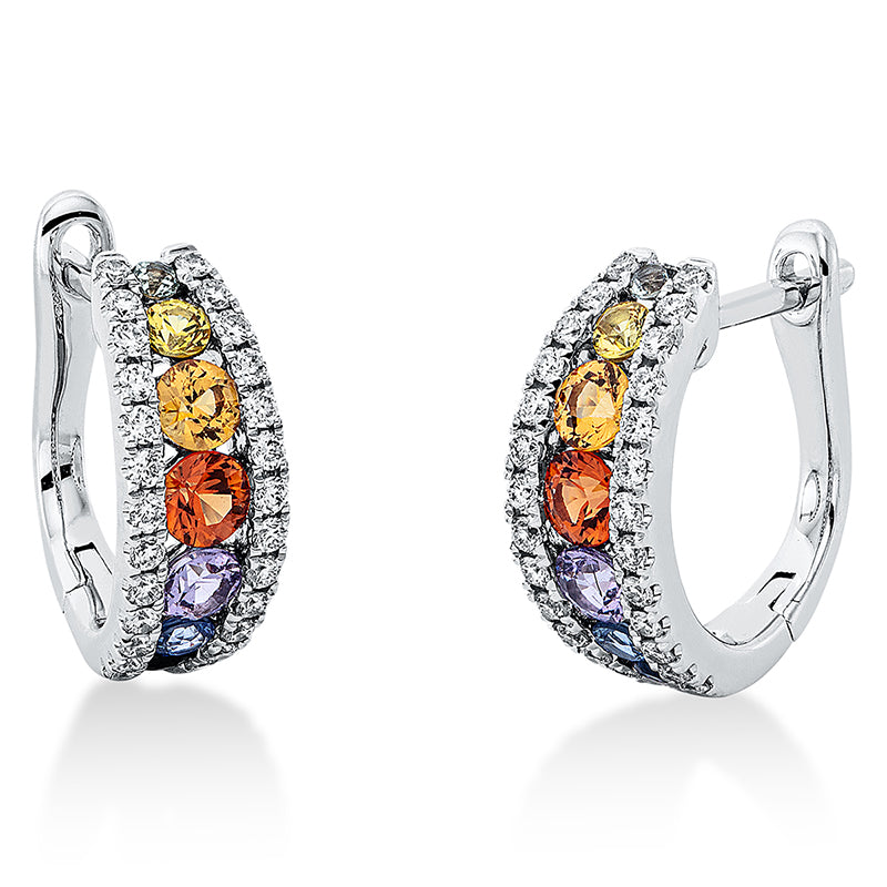 Creolen mit Saphir  aus 750/-18 Karat Weißgold mit 52 Diamanten 0