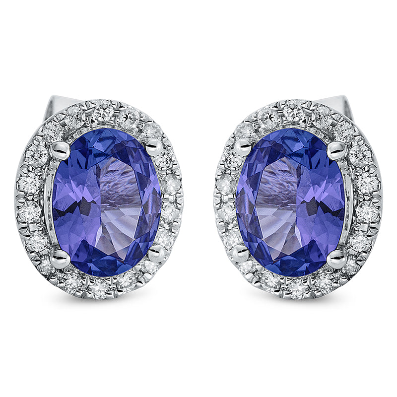 Ohrstecker mit Tansanit  aus 585/-14 Karat Weißgold mit 36 Diamanten 0