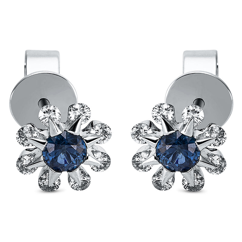 Ohrstecker mit Saphir  aus 750/-18 Karat Weißgold mit 16 Diamanten 0