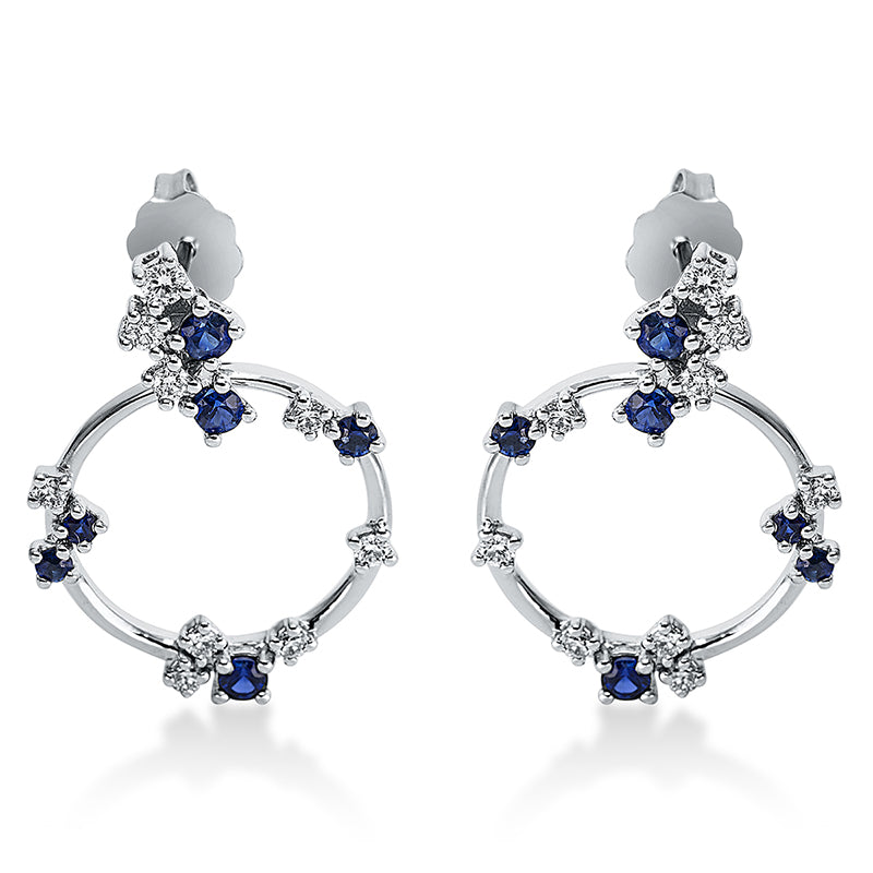 Ohrschmuck mit Saphir  aus 750/-18 Karat Weißgold mit 18 Diamanten 0