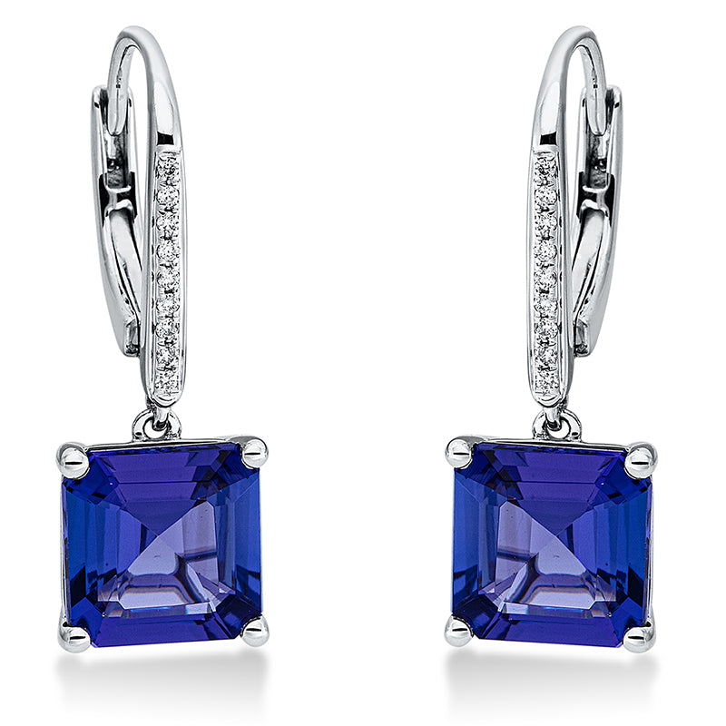 Creolen mit Tansanit  aus 750/-18 Karat Weißgold mit 18 Diamanten 0