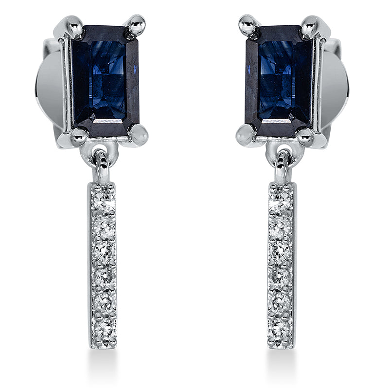 Ohrschmuck mit Saphir  aus 750/-18 Karat Weißgold mit 12 Diamanten 0