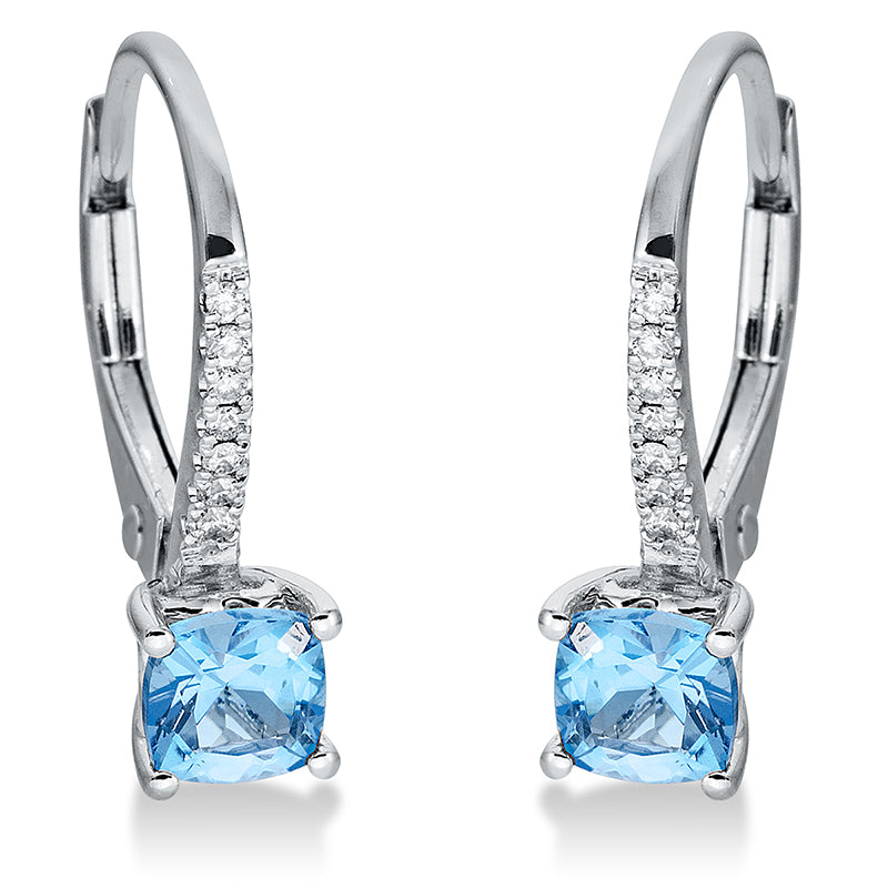 Creolen mit Topas  aus 750/-18 Karat Weißgold mit 14 Diamanten 0
