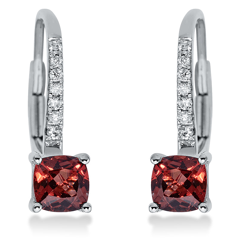 Creolen mit Granat  aus 750/-18 Karat Weißgold mit 14 Diamanten 0
