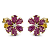 Ohrstecker mit Rubin  aus 750/-18 Karat Gelbgold mit 2 Diamanten 0