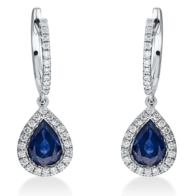 Ohrschmuck mit Saphir  aus 750/-18 Karat Weißgold mit 66 Diamanten 0