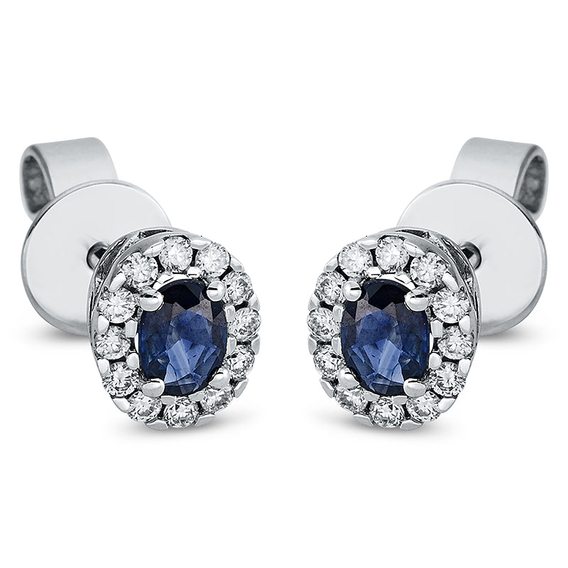 Ohrstecker mit Saphir  aus 750/-18 Karat Weißgold mit 24 Diamanten 0