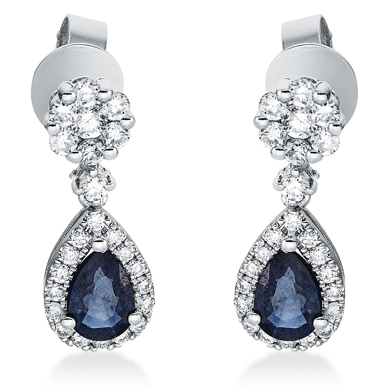 Ohrschmuck mit Saphir  aus 750/-18 Karat Weißgold mit 48 Diamanten 0