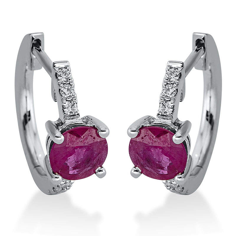 Creolen mit Saphir  aus 750/-18 Karat Weißgold mit 14 Diamanten 0