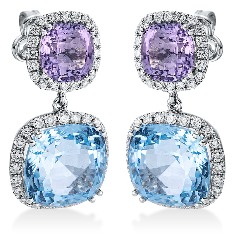 Ohrschmuck mit Amethyst  aus 750/-18 Karat Weißgold mit 88 Diamanten 0