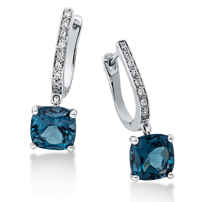 Ohrschmuck mit Topas  aus 750/-18 Karat Weißgold mit 16 Diamanten 0