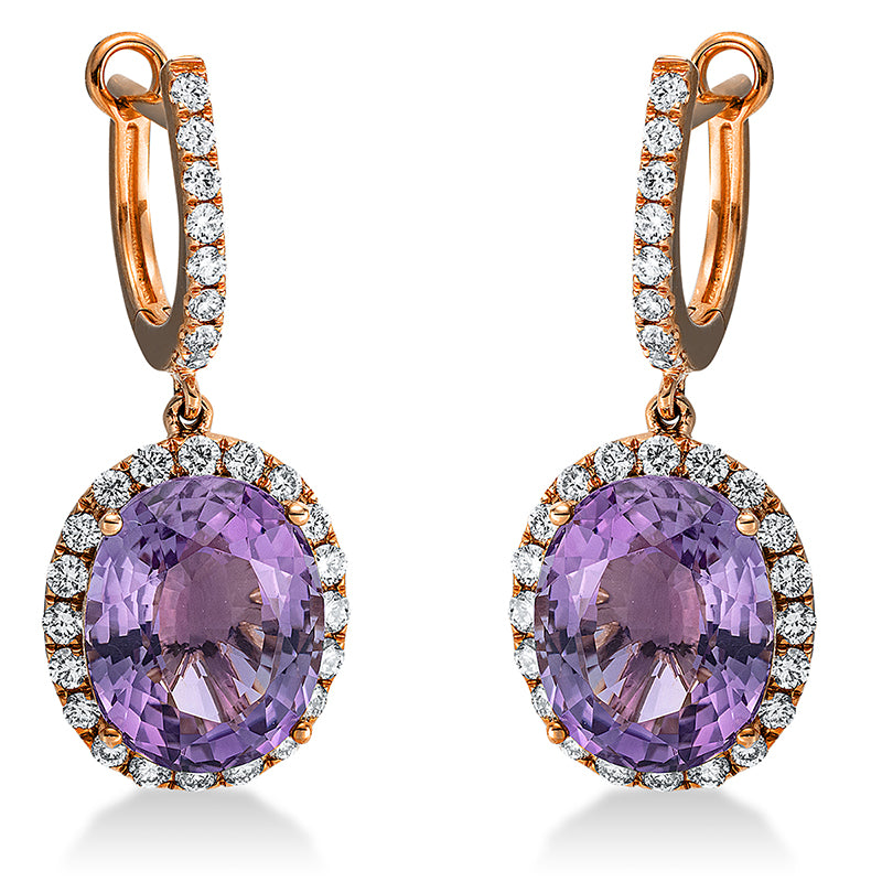 Ohrschmuck mit Amethyst  aus 750/-18 Karat Rotgold mit 56 Diamanten 0