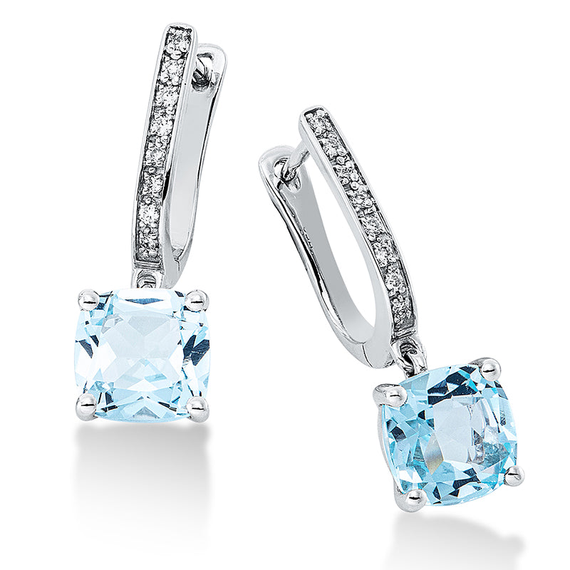 Ohrschmuck mit Topas  aus 750/-18 Karat Weißgold mit 16 Diamanten 0