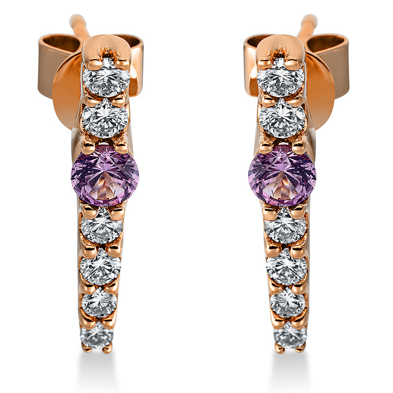 Creolen mit Saphir  aus 750/-18 Karat Rotgold mit 12 Diamanten 0