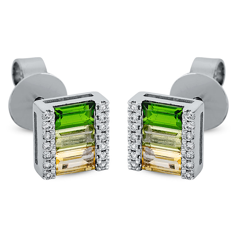 Ohrstecker mit Citrin  aus 750/-18 Karat Weißgold mit 28 Diamanten 0