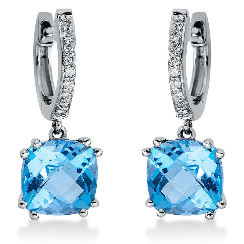 Creolen mit Blautopas  aus 750/-18 Karat Weißgold mit 18 Diamanten 0