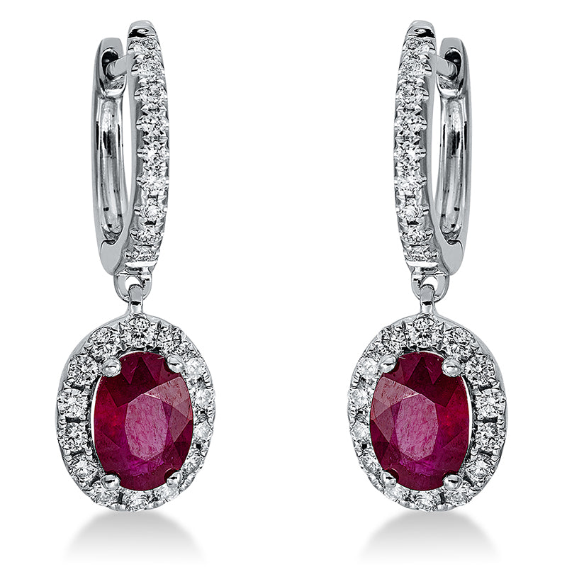 Creolen mit Rubin  aus 750/-18 Karat Weißgold mit 46 Diamanten 0