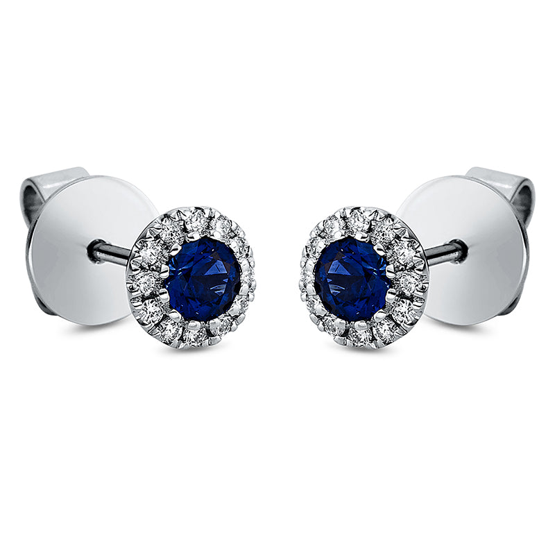 Ohrstecker mit Saphir  aus 750/-18 Karat Weißgold mit 24 Diamanten 0