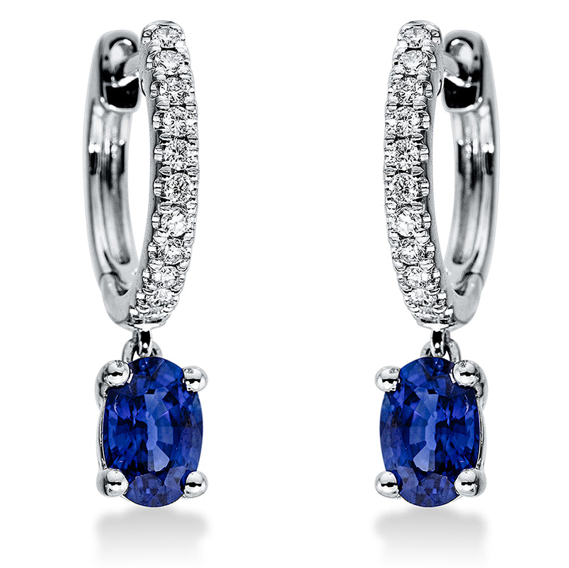 Ohrschmuck mit Saphir  aus 750/-18 Karat Weißgold mit 22 Diamanten 0