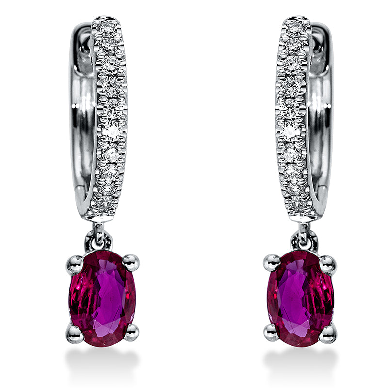 Ohrschmuck mit Rubin  aus 750/-18 Karat Weißgold mit 22 Diamanten 0