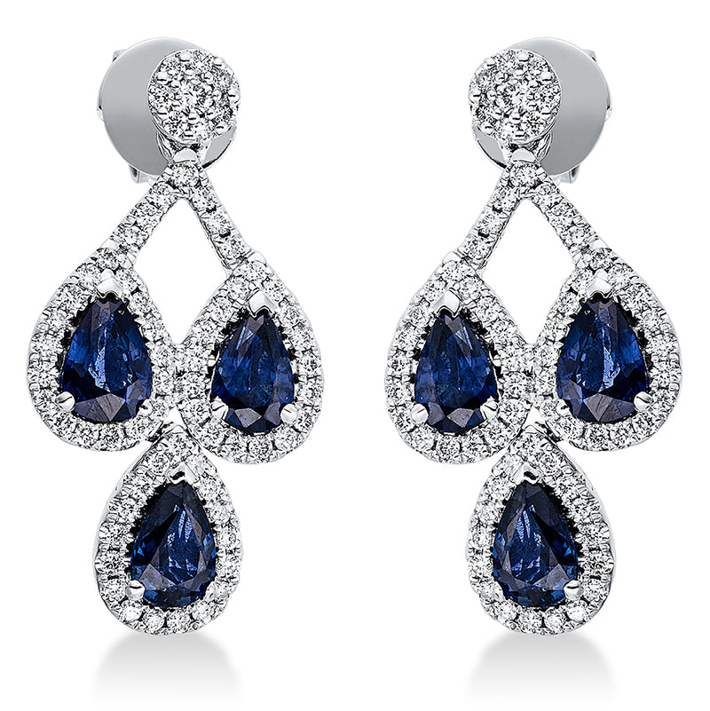 Ohrschmuck mit Saphir  aus 750/-18 Karat Weißgold mit 132 Diamanten 0