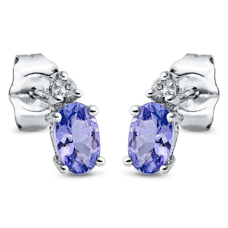 Ohrstecker mit Tansanit  aus 585/-14 Karat Weißgold mit 2 Diamanten 0
