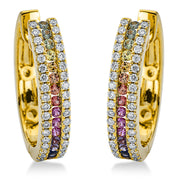 Creolen mit Saphir  aus 750/-18 Karat Gelbgold mit 72 Diamanten 0