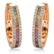 Creolen mit Saphir  aus 750/-18 Karat Rotgold mit 72 Diamanten 0