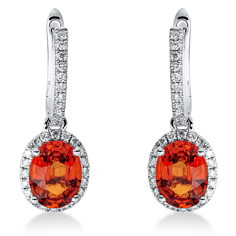 Ohrschmuck mit Saphir  aus 750/-18 Karat Weißgold mit 62 Diamanten 0