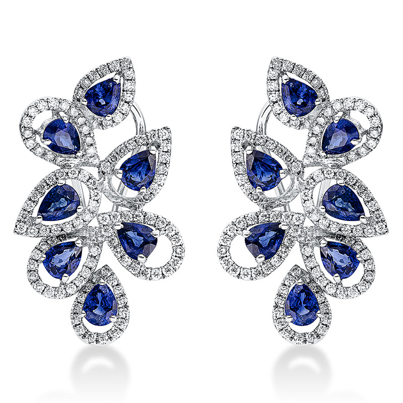 Ohrschmuck mit Saphir  aus 750/-18 Karat Weißgold mit 206 Diamanten 0