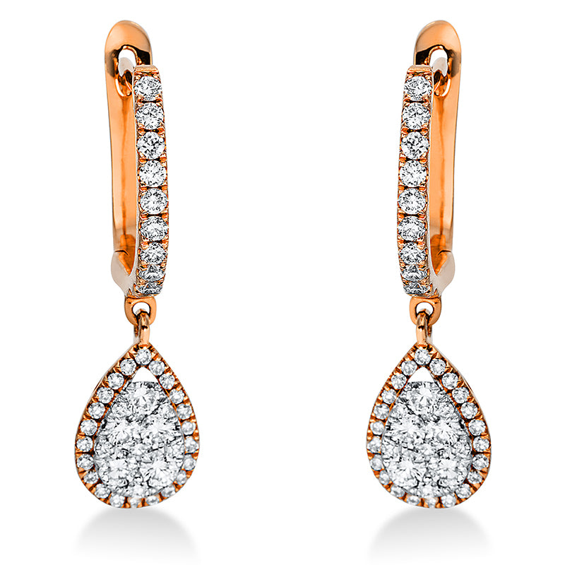 Ohrschmuck    aus 750/-18 Karat Rotgold / Weißgold mit 88 Diamanten 0