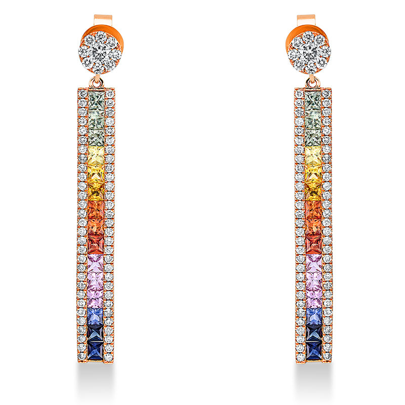Ohrschmuck mit Saphir  aus 750/-18 Karat Rotgold mit 138 Diamanten 1