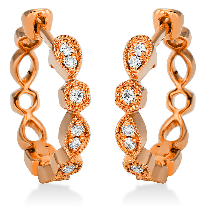 Ohrschmuck    aus 750/-18 Karat Rotgold mit 16 Diamanten 0